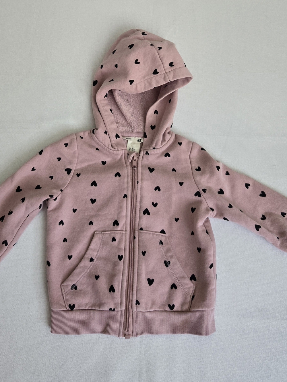 H&M Pink Hoodie with Black Heart Print
